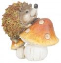 Decor MagicHome Nature, Arici pe ciupercă, ceramică, 12,5x8x12 cm