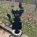 Decoratiune gradina / ghiveci Krodesign Cat&Bird KRO-1142, metal, inaltime 59 cm