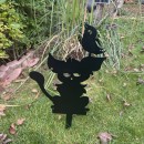 Decoratiune gradina / ghiveci Krodesign Cat&Bird KRO-1142, metal, inaltime 59 cm