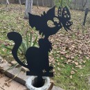 Decoratiune gradina / ghiveci Krodesign Cat&Butterfly KRO-1143, metal, inaltime 61 cm