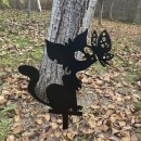 Decoratiune gradina / ghiveci Krodesign Cat&Butterfly KRO-1143, metal, inaltime 61 cm