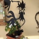 Decoratiune gradina / ghiveci Krodesign Funny Chicken KRO-1134, metal, inaltime 60 cm