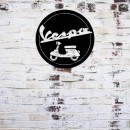 Decoratiune metalica de perete Krodesign KRO-1049, Vespa, diametru 50 cm, negru, grosime 1.5 mm
