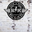 Decoratiune metalica de perete Krodesign KRO-1050, AC/DC, diametru 60 cm, negru, grosime 1.5 mm