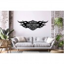 Decoratiune metalica de perete Krodesign KRO-1054, Harley Davidson, diametru 60 cm, grosime 1.5 mm