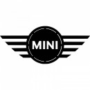 Decoratiune metalica de perete Krodesign KRO-1056, Mini Cooper, diametru 50 cm, negru, grosime 1.5 mm