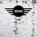 Decoratiune metalica de perete Krodesign KRO-1056, Mini Cooper, diametru 50 cm, negru, grosime 1.5 mm