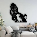 Decoratiune metalica de perete Krodesign KRO-1062, Lion King, lungime 55 cm, negru, grosime 1.5 mm
