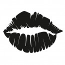 Decoratiune metalica de perete Krodesign KRO-1065 Lips Design, diametru 48 cm, negru, grosime 1.5 mm