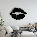 Decoratiune metalica de perete Krodesign KRO-1065 Lips Design, diametru 48 cm, negru, grosime 1.5 mm