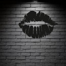 Decoratiune metalica de perete Krodesign KRO-1065 Lips Design, diametru 48 cm, negru, grosime 1.5 mm