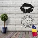 Decoratiune metalica de perete Krodesign KRO-1065 Lips Design, diametru 48 cm, negru, grosime 1.5 mm