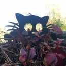 Decoratiune perete Krodesign Garden Cat, negru, 26 x 50 x 1.5 cm