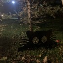 Decoratiune perete Krodesign Garden Cat, negru, 26 x 50 x 1.5 cm