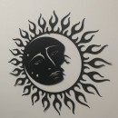 Decoratiune perete Krodesign Sun&Moon, diametru 60 cm, negru