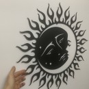 Decoratiune perete Krodesign Sun&Moon, diametru 60 cm, negru