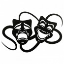 Decoratiune perete Krodesign Theater Mask, diametru 50x34 cm, negru