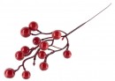 Ramura decorativa Fructe de padure, rosu, 27cm, 6 buc