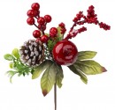 Ramura decorativa cu mar, rosu, 24cm, 6 buc