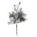 Ramura decorativa cu bumbac, alba 25cm, 6 buc