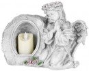 Decor MagicHome, Înger care se roagă cu lumânare, 1xLED, polirășină, pentru mormânt, 28x13x21,5 cm