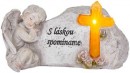 Decor MagicHome, Înger cu cruce, polirășină, pentru mormânt, solar, 20,5x11x11 cm, 