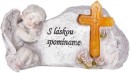 Decor MagicHome, Înger cu cruce, polirășină, pentru mormânt, solar, 20,5x11x11 cm,