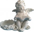 Decor MagicHome, Înger cu carte, polirășină, pentru mormânt, 11,5x7,5x9,5 cm
