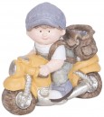 Decor MagicHome, Baiat pe motocicleta, ceramica, 38x20x36 cm