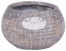 Decor MagicHome, Ghiveci cu mozaic, maro, cu iepurași, ceramică, 32x27x20 cm