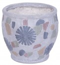 Decor MagicHome, Ghiveci cu mozaic, gri, ceramica, 27,5x27,5x25 cm