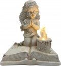 Decor MagicHome, Înger care se roagă pe o carte, LED, polirășină, pentru mormânt, 11,5x7,5x13,5 cm