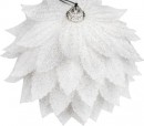 Dekorácia MagicHome Vianoce, Guľa, páperová, biela, s glitrami, 10 cm