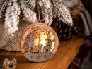 Decor de Crăciun MagicHome, Cerb într-o minge, LED, suspendat, MDF, 8,5x2x8,5 cm