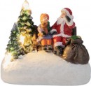 Decor de Craciun MagicHome, Mos Craciun cu copil, LED, 2xAAA, interior, 9,5x6x8 cm, sellbox 12 buc