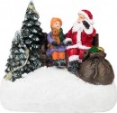 Decor de Craciun MagicHome, Mos Craciun cu copil, LED, 2xAAA, interior, 9,5x6x8 cm, sellbox 12 buc