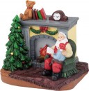 Decor de Craciun MagicHome, Mos Craciun cu un copil langa semineu, LED, interior, 10,5x7,8x9,4 cm, sellbox 12 buc