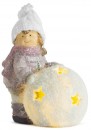 Figurină Fata, cu LED bulgăre de zăpadă, Teracotă, 15cm
