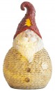 Figurină Moș Crăciun, rotundă, medie, LED, polirășină, 28,5 cm