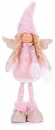 Figurina de Craciun MagicHome, Inger cu impletituri blonde, stofa, roz-maro, 17,50x10x44 cm