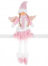 Figurină de Crăciun MagicHome, Înger cu fustă scurtă roz, material, roz-alb, 23x12x59 cm