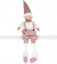 Figurină MagicHome Crăciun, Fată cu urechi de ren, material, maro-alb, 22x12x68 cm