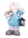 Figurină MagicHome Crăciun, Băiat cu lanternă și arici, ceramică, 23x20x39,5 cm