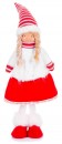Figurină de Crăciun MagicHome, Fată în rochie, material, roșu-alb, 17x13x48 cm