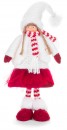 Figurină MagicHome Crăciun, Fată cu urechi de ren, material, roșu-alb, 22x13x57 cm