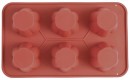 Formă MagicHome, pentru coacere, pentru 6 brioșe, silicon, model cu flori, roșu, 28,6x17,2cm