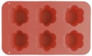 Formă MagicHome, pentru coacere, pentru 6 brioșe, silicon, model cu flori, roșu, 28,6x17,2cm