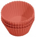 Formă MagicHome, pentru coacere, pentru cupcakes, silicon, roșu, set de 6, 6,5x6,5x3 cm