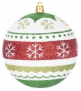 Globuri MagicHome Christmas, 4 buc, rosu - verde, cu ornamente, pe brad, 10 cm