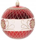 Globuri MagicHome Christmas, 4 buc, rosu, cu ornamente, pe brad, 10 cm